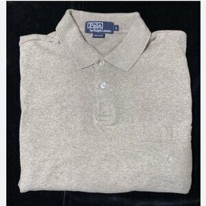 Polo Ralph Lauren Shirt Men's L Beige Long Sleeve Pullover Pony Soft & Excellent